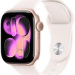 Apple Watch Series 11 [GPS 42mm] Smartwatch with Rose Gold Aluminum Case with Light Blush Sport Band - S/M. Sleep Score, Fitness Tracker, Health Monitoring, Always-On Display, Water Resistant